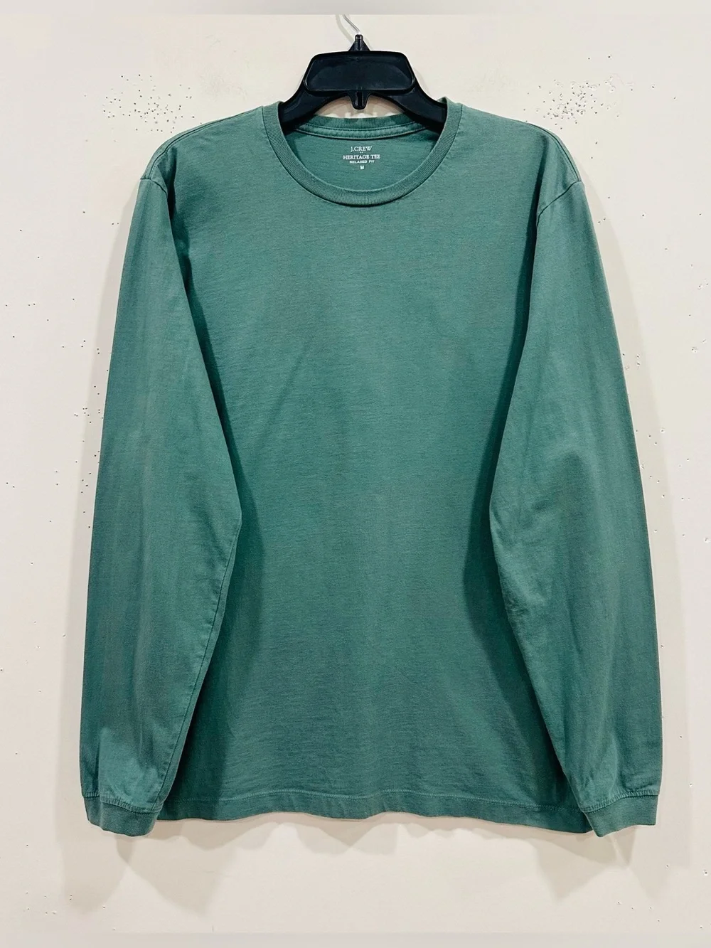 J.Crew Heritage Tee Men’s M Medium Green Long Sleeve Shirt Relaxed Fit Cotton